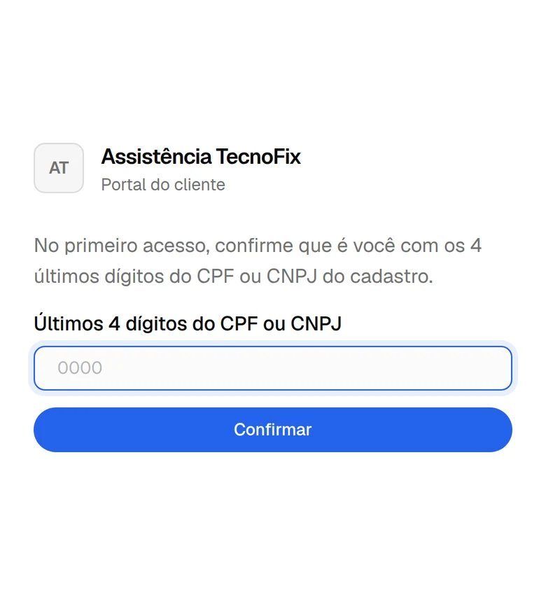 Tela de confirmação do documento no portal do cliente.